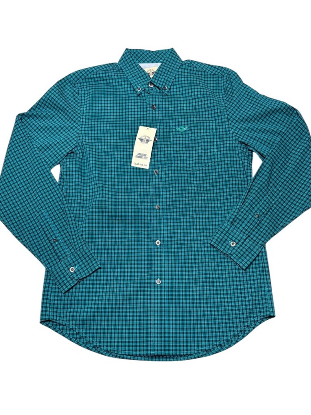 Dockers Long Sleeved Button Down Comfort Flex Collared Shirt Plaid Men Small NWT